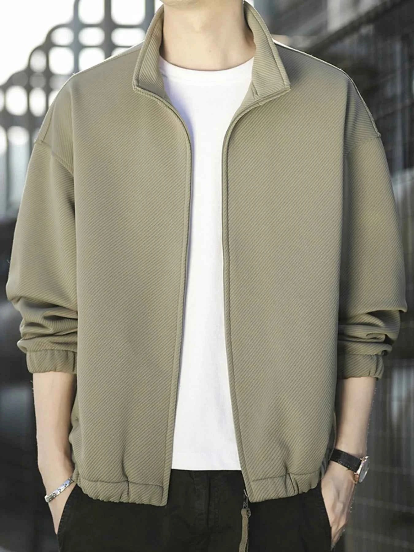 Men's Plus Size Zip Up Long Sleeve Jacket