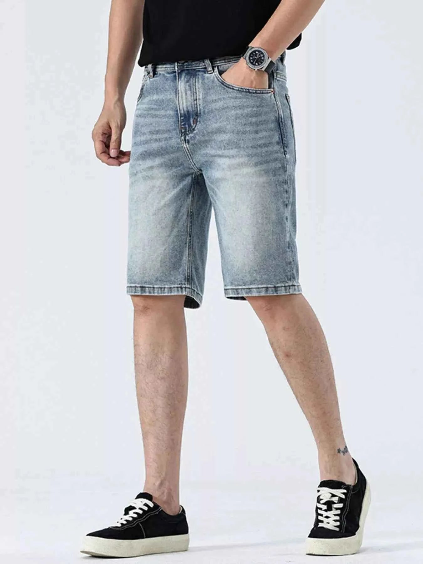 Men's Wash Denim Shorts with Pockets