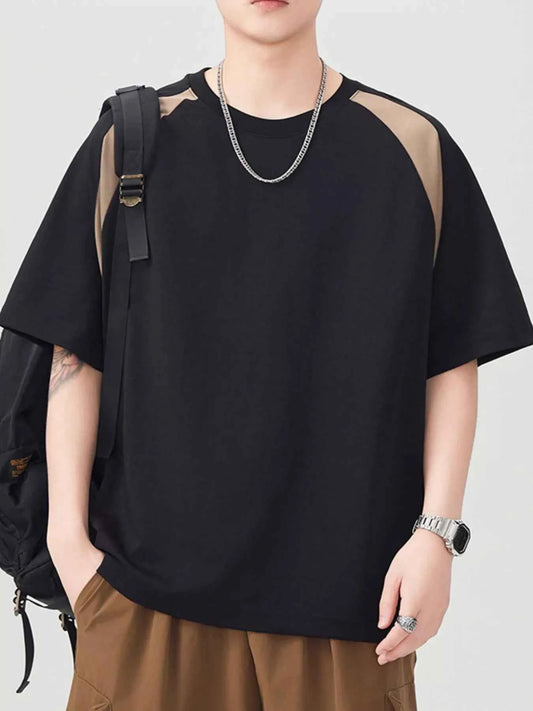 Men's Plus Size Contrast Round Neck Short Sleeve T-Shirt