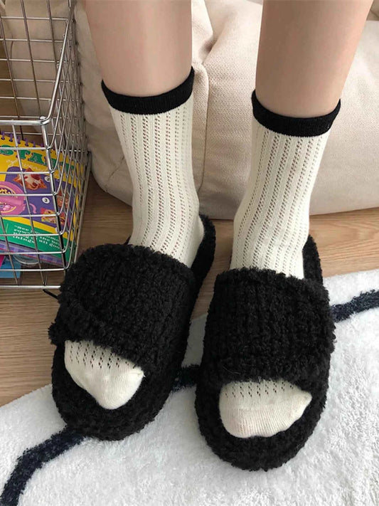 Cozy Fuzzy Open Toe Slippers