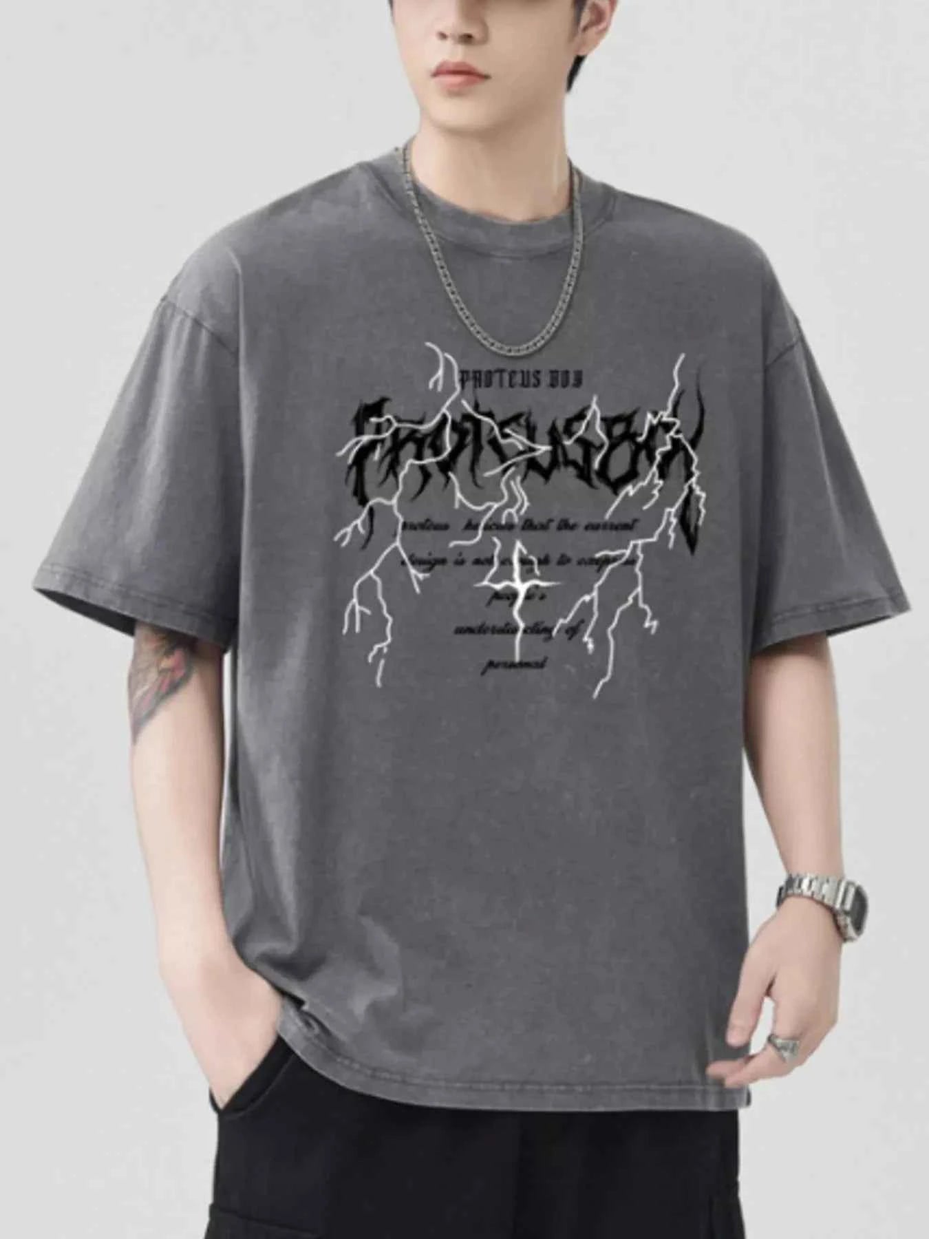 Men's Graphic Round Neck Short Sleeve T-Shirt