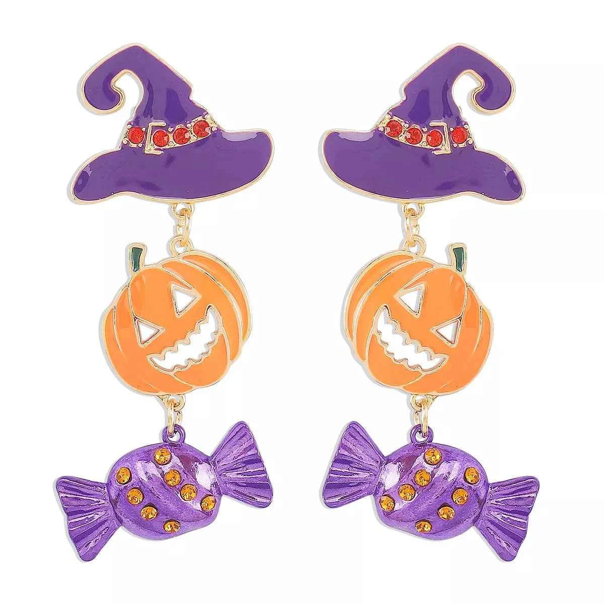 Halloween 18K Gold-Plated Alloy Pumpkin Earrings