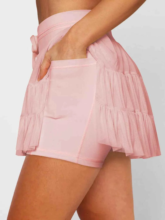 Tiered Skort with Drawstring