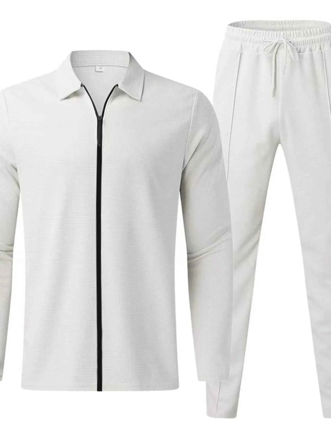 Men's Full Size Zip Up Top and Pants Set Plus Size