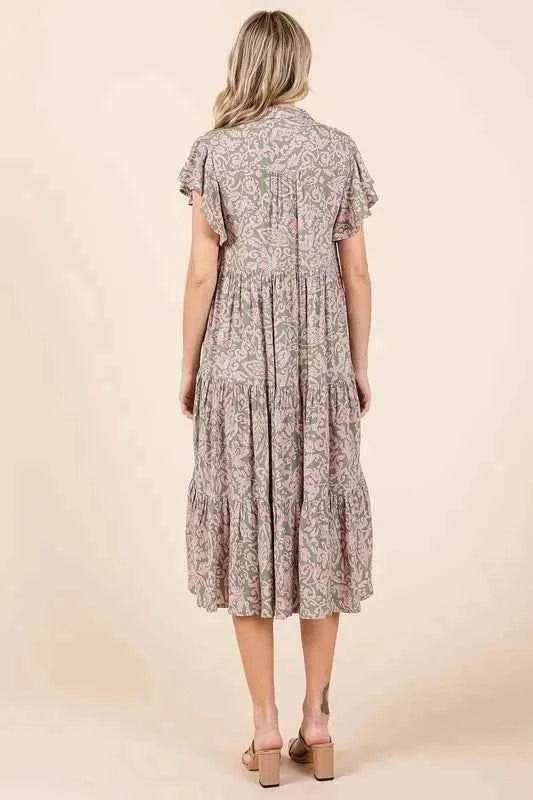 Mittoshop Abstract Print Ruffle Tier Midi Dress
