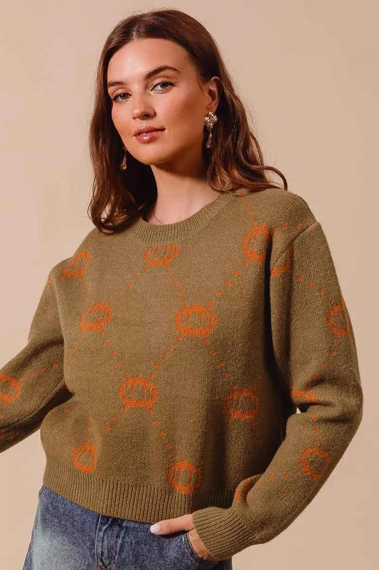SO ME Pumpkin Rhombus Halloween Thanksgiving Sweater