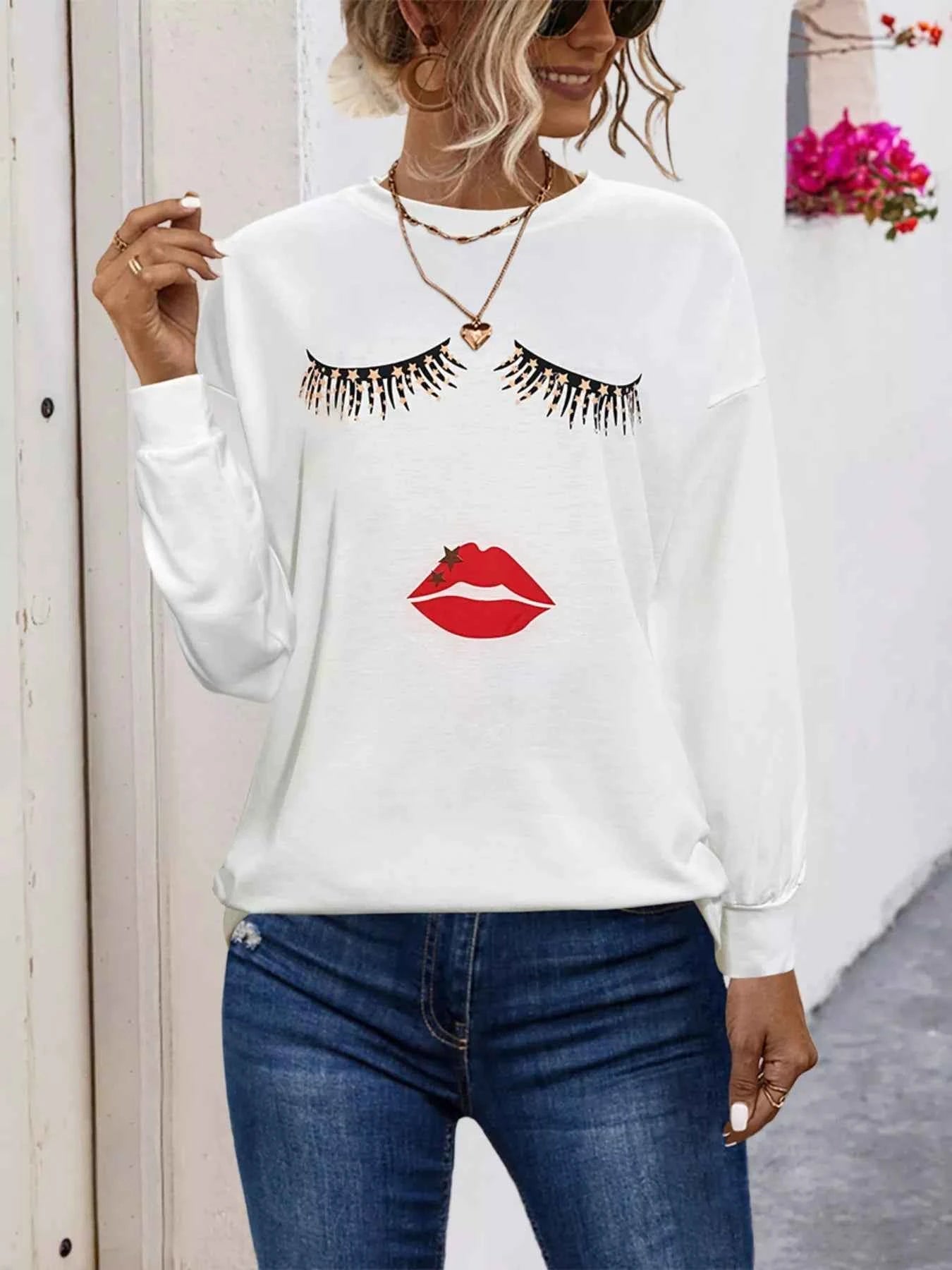 Graphic Round Neck Dropped Shoulder T-Shirt