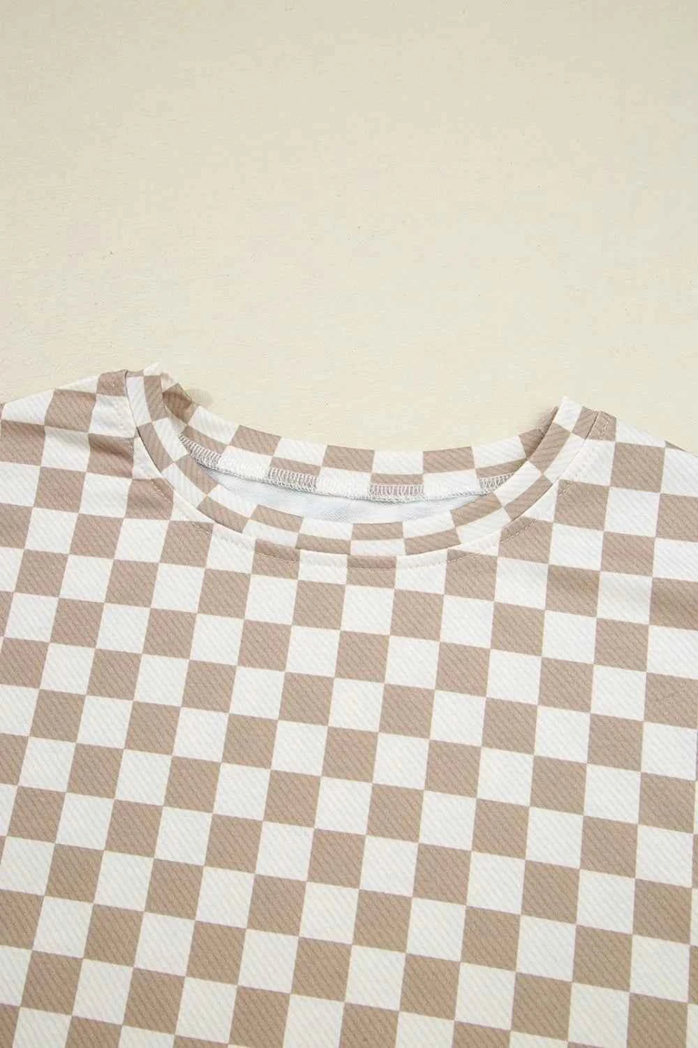 Checkered Long Sleeve Top and Skirt Two-Piece Set