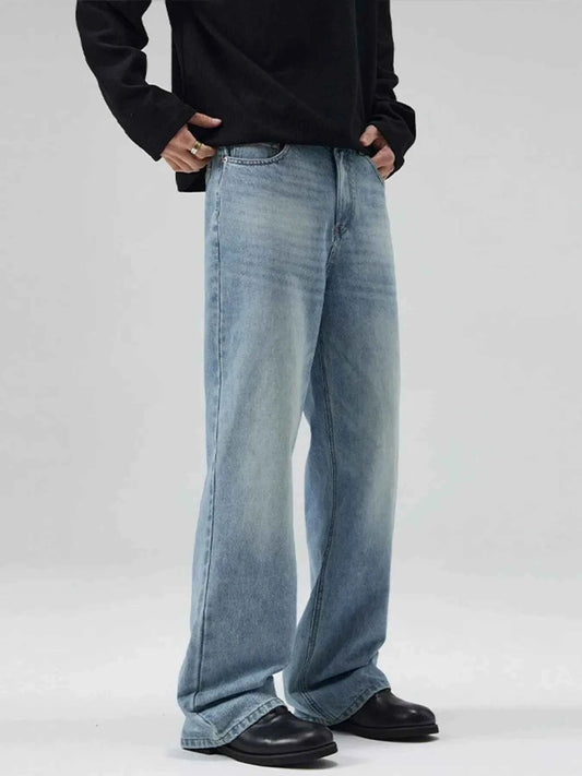 Men's Full Size Washed Wide Leg Jeans Plus Size