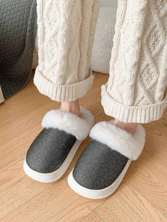Faux Fur Lined Winter Slippers