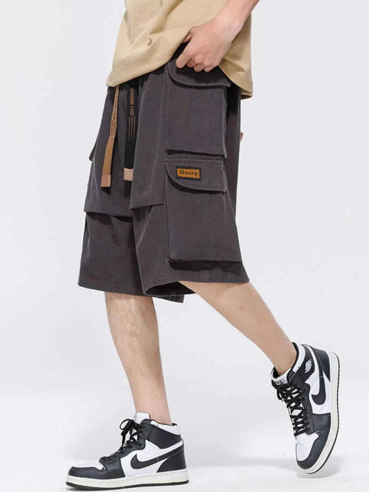 Men's Plus Size Drawstring Wide Leg Cargo Shorts