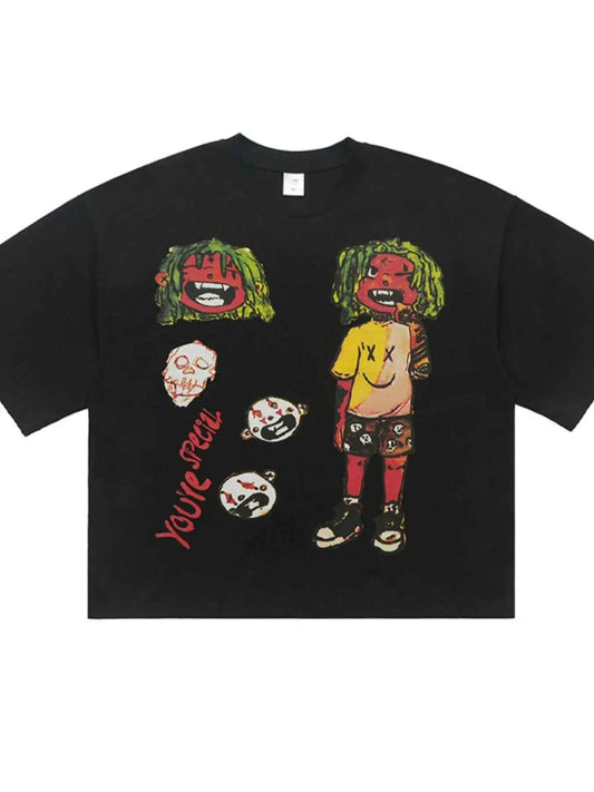 Men's Round Neck Graphic Cartoon T-Shirt