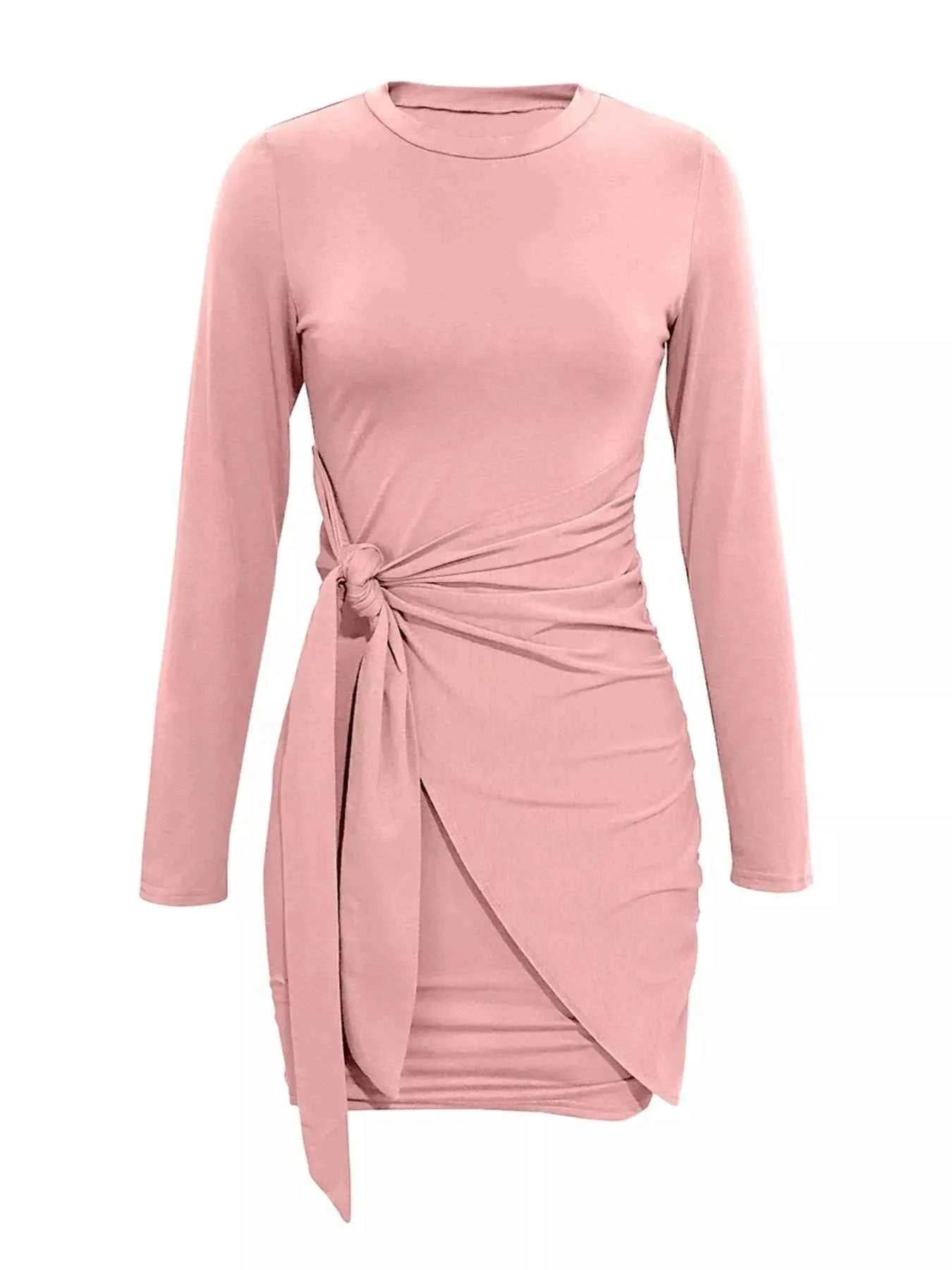 Round Neck Long Sleeve Bodycon Dress