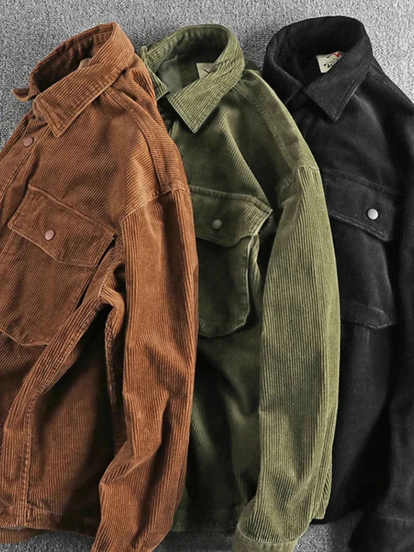 Men's Plus Size Corduroy Button Up Long Sleeve Jacket