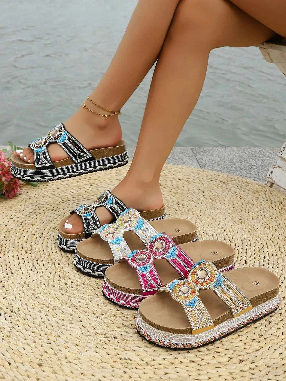 Bohemian Beaded Platform Sandals