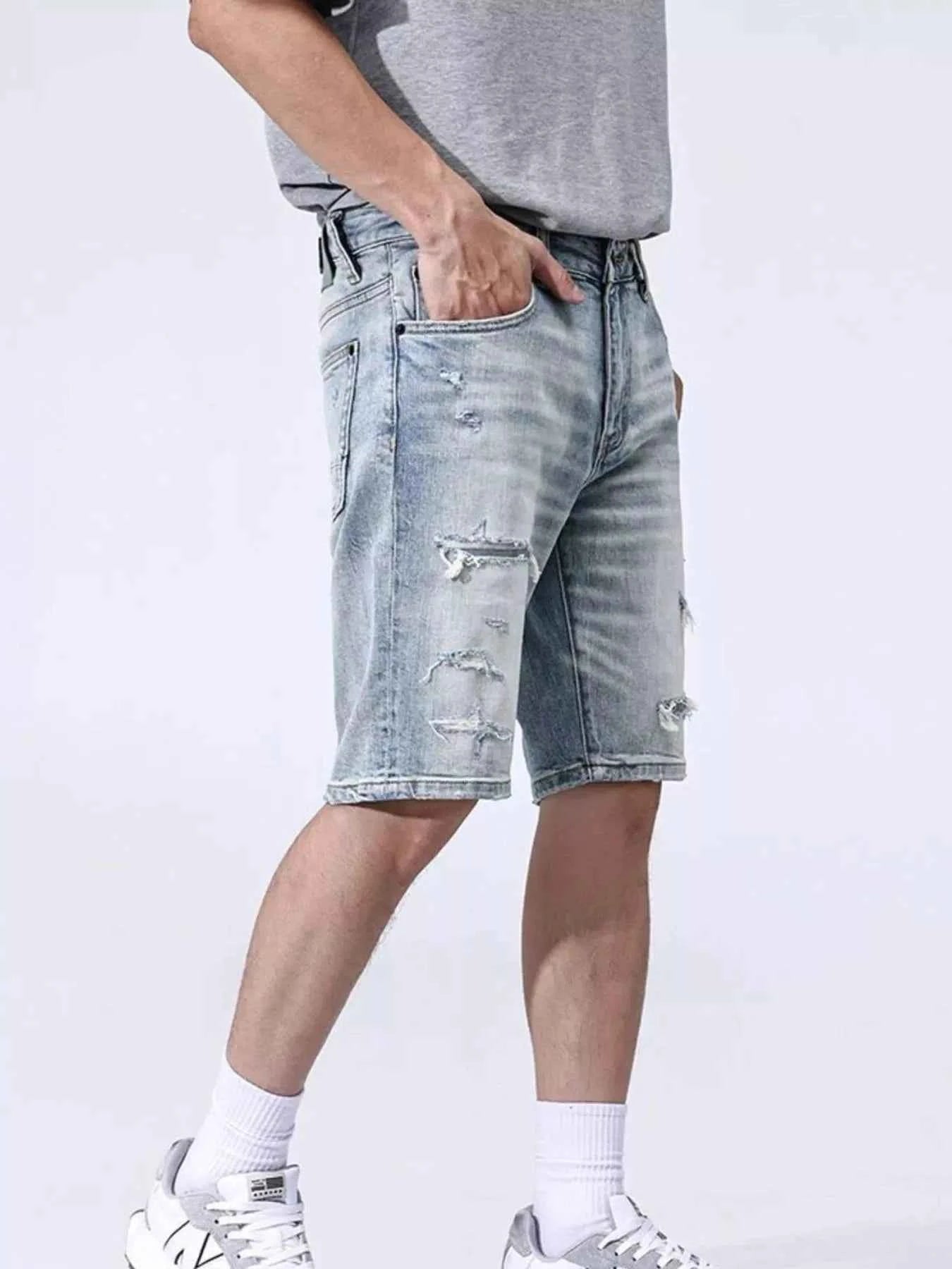 Men's Distressed Denim Shorts