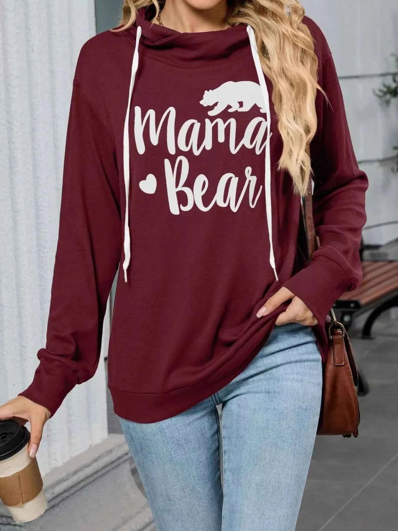 Contrast Letter Graphic Drawstring Long Sleeve Hoodie