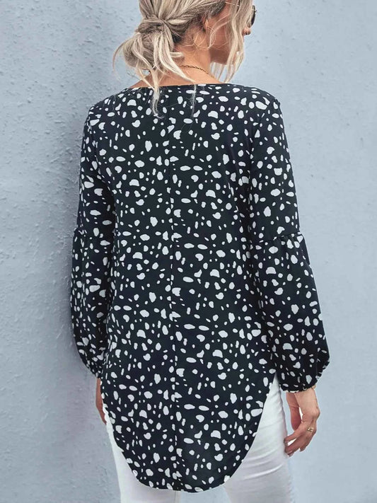 Animal Print V-Neck Blouse