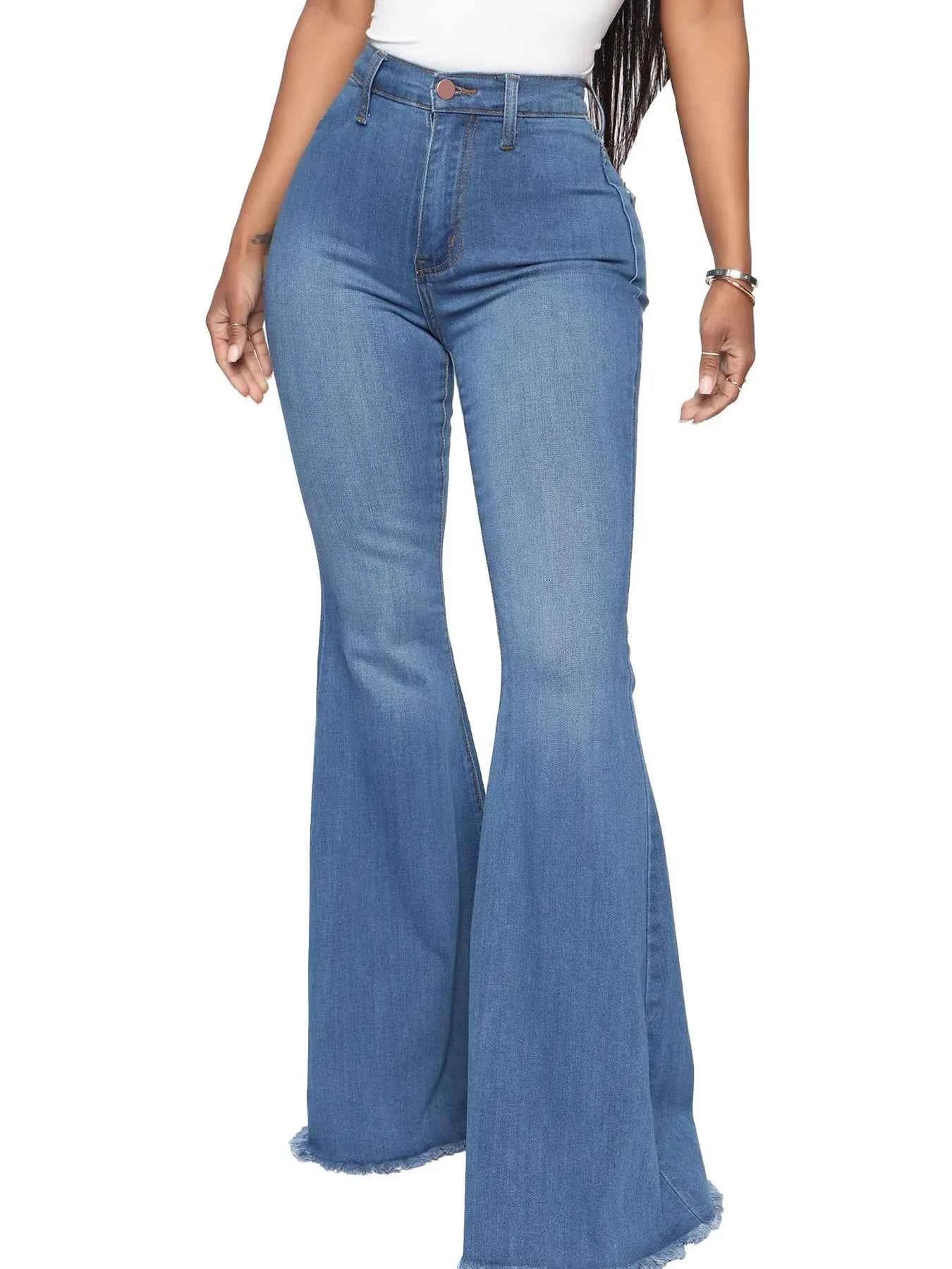 Full Size High-Waisted Raw Hem Flare Jeans Plus Size