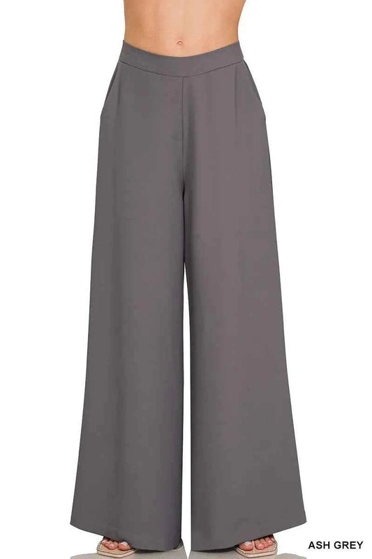 Zenana Relaxed Fit Elastic Waisted Wide Leg Pants