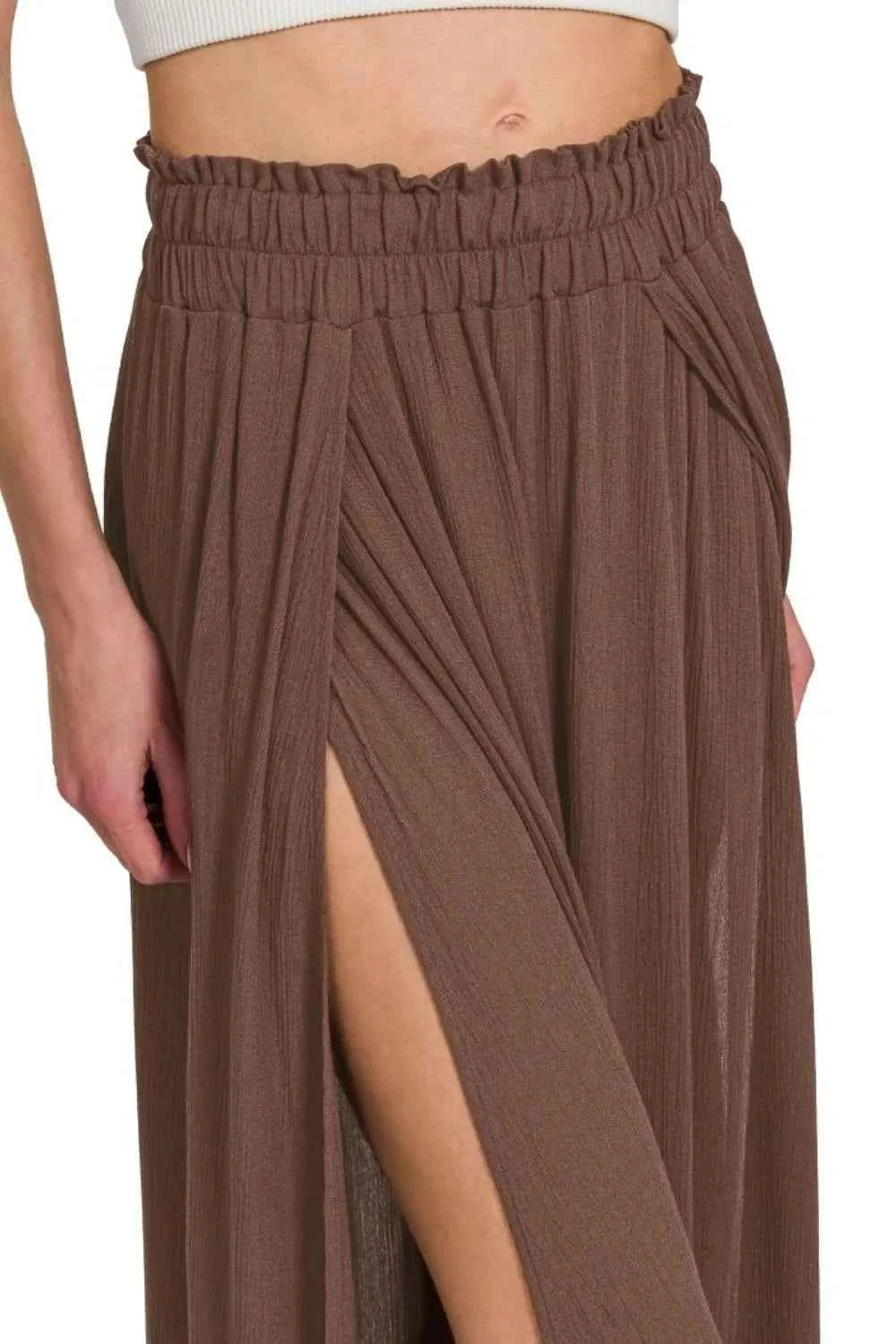 Zenana Woven Crinkle Gauze Long Skirts