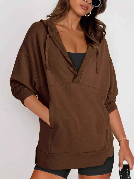 Drawstring Kangaroo Pocket Long Sleeve Hoodie