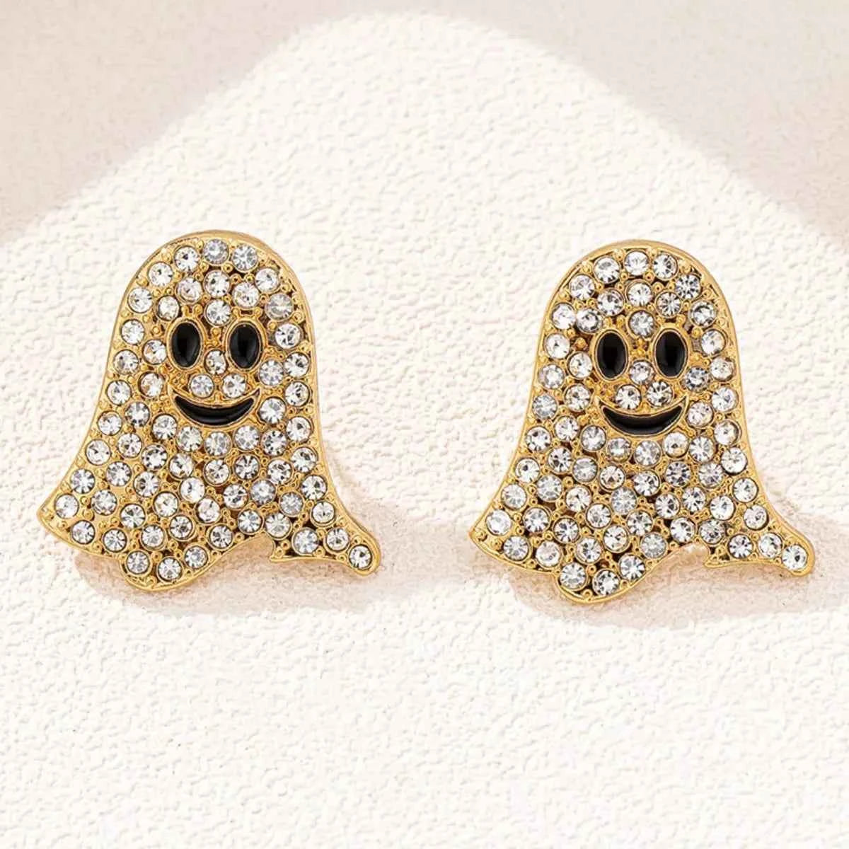 2 Pair Halloween Ghost Rhinestone Stud Earrings