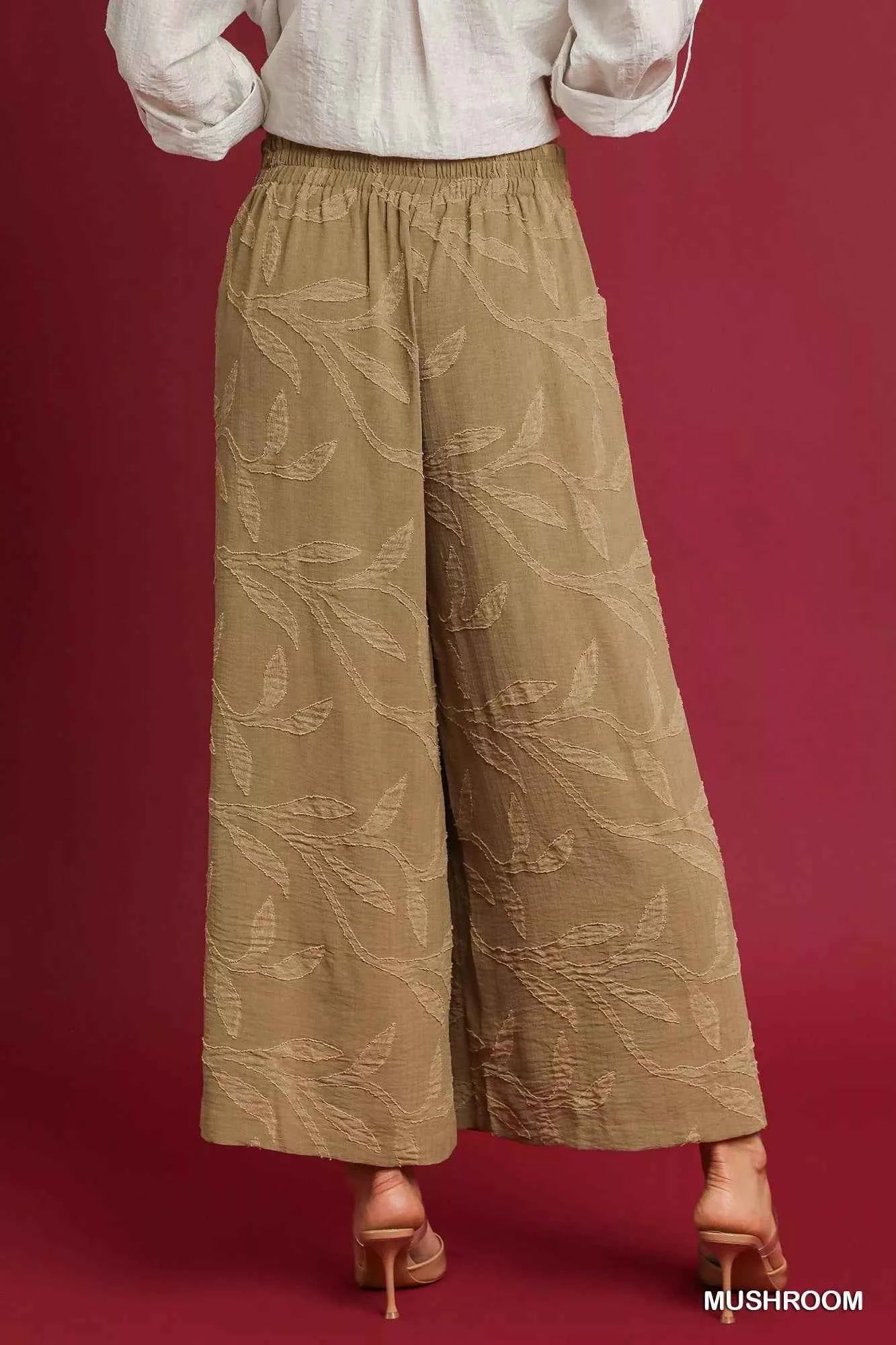 Umgee Jacquard Wide-Leg Pants