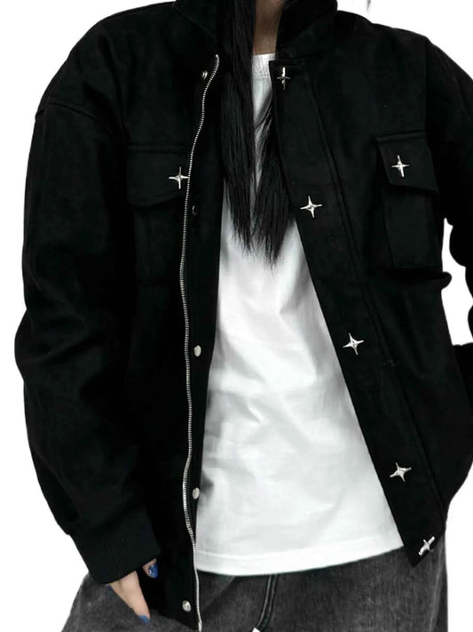 Men's Collared Neck Long Sleeve Jacket