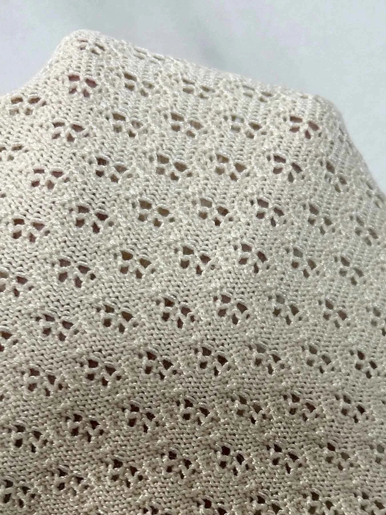 Openwork Button Up Top and Skirt Sweater Set