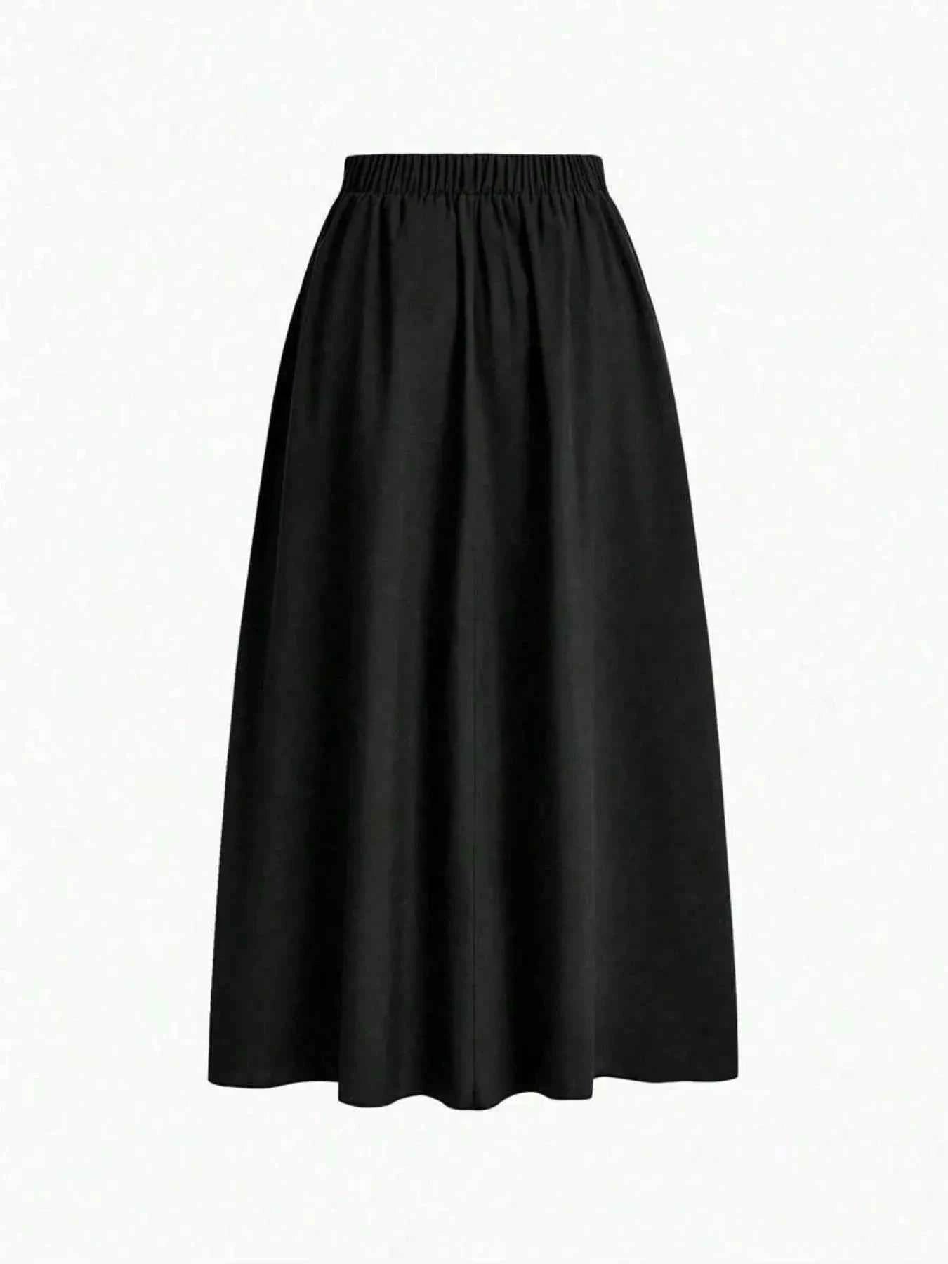 Elastic Waist Pleated Detail Skirt