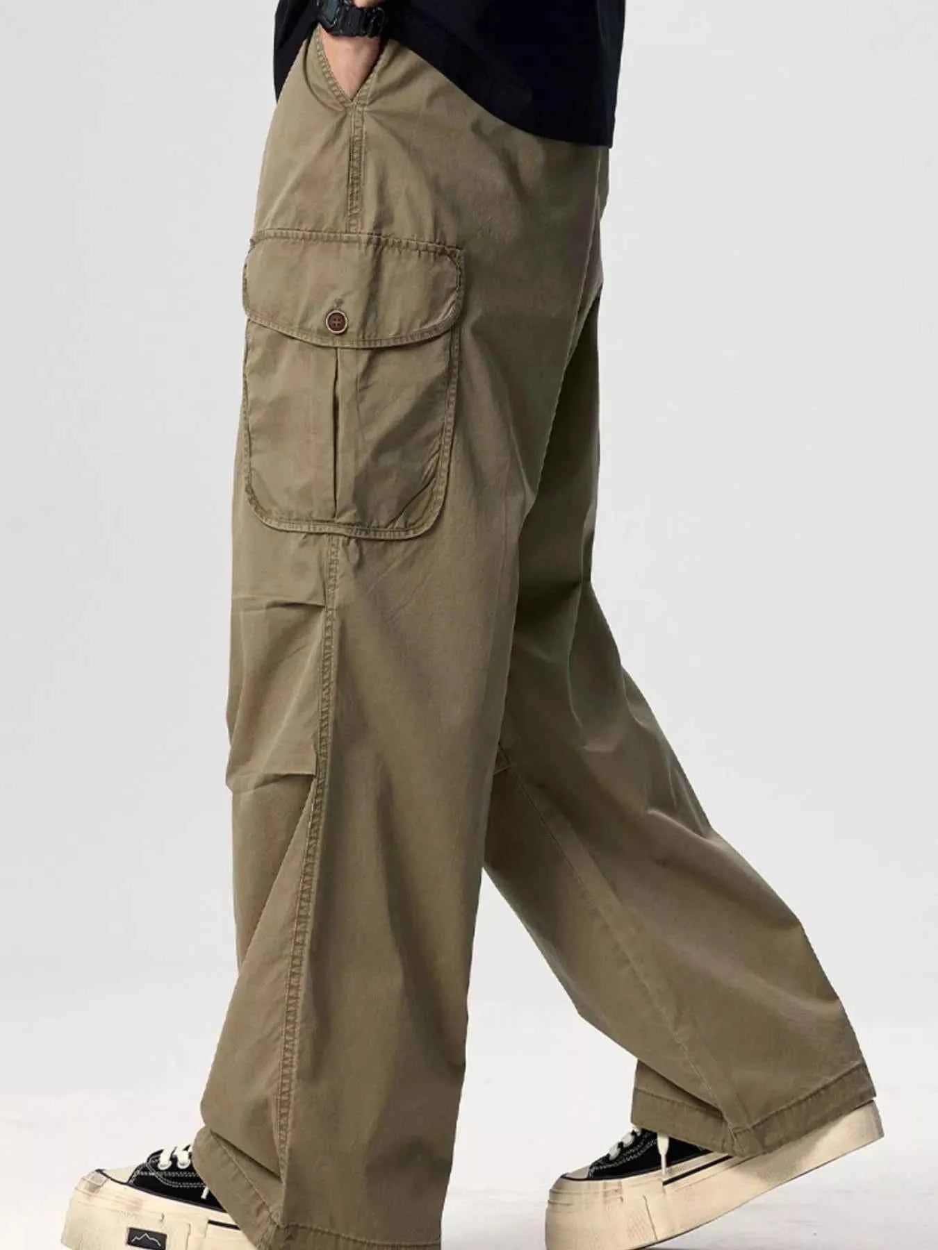 Men's Plus Size Drawstring Wide Leg Cargo Pants