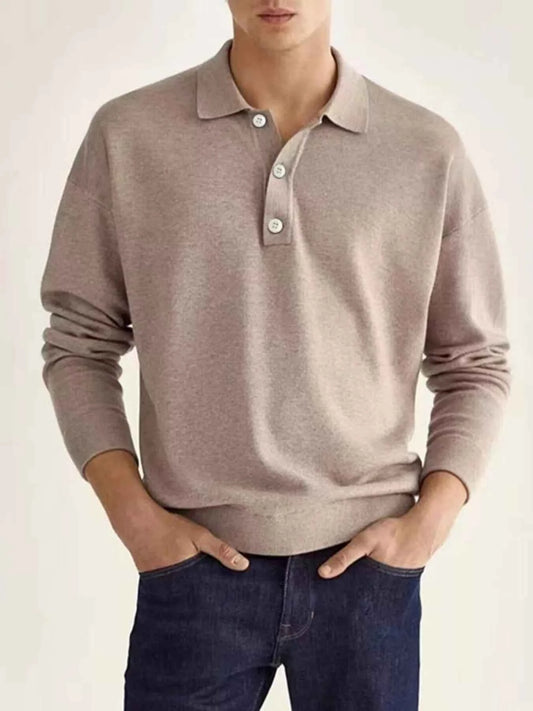 Men's Plus Size Long Sleeve Casual Polo Shirt