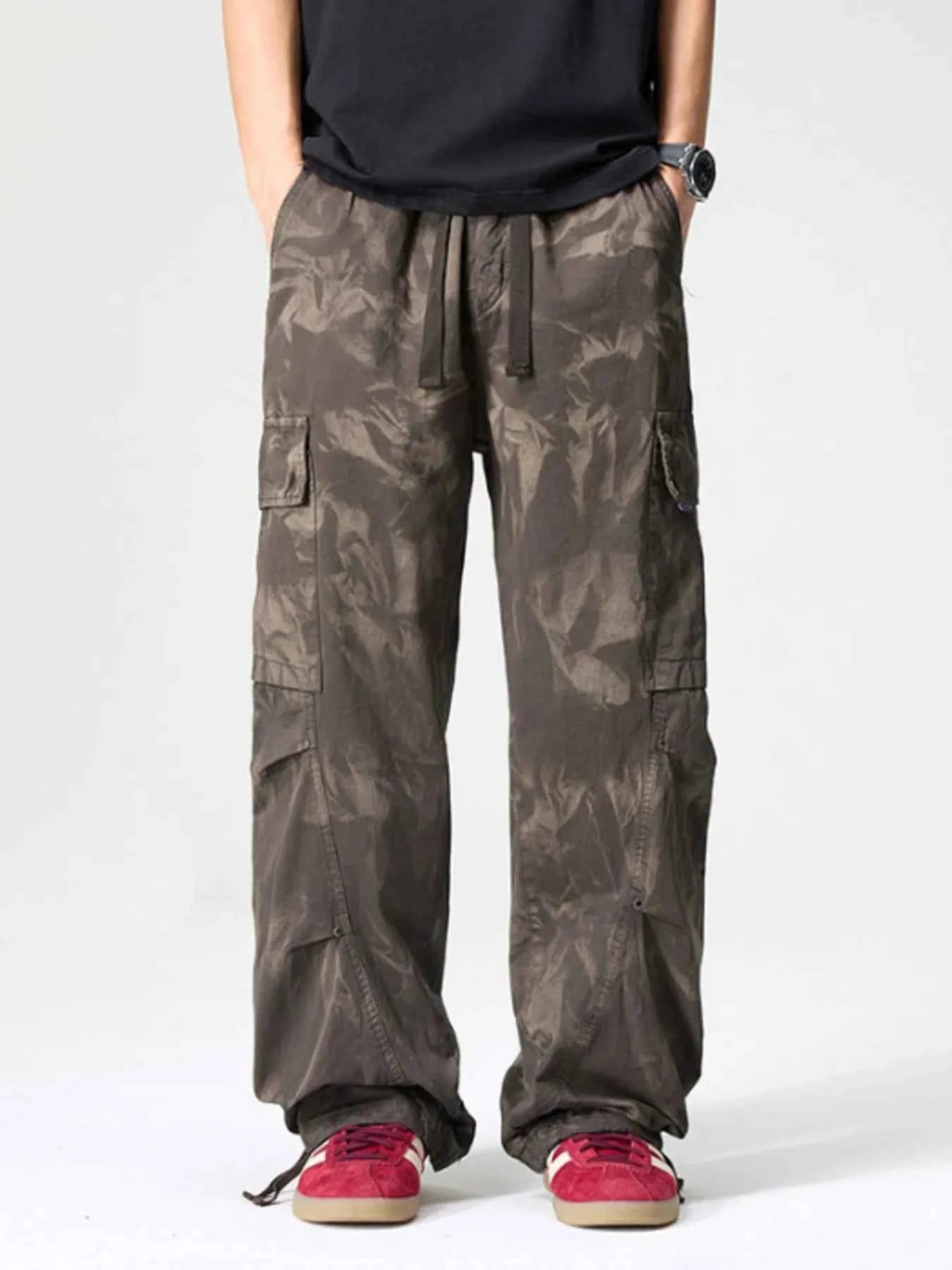 Men's Full Size Wide Leg Cargo Pants Plus Size