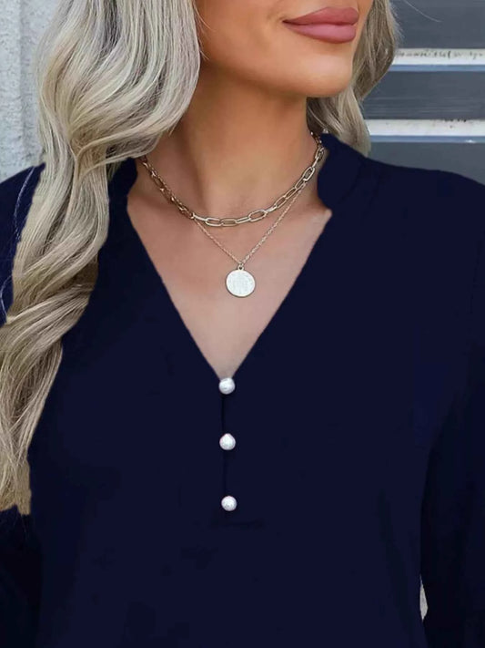 Full Size Notched Flounce Sleeve Blouse Plus Size