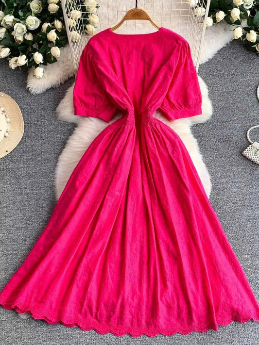 Lace Detail A-Line Midi Dress