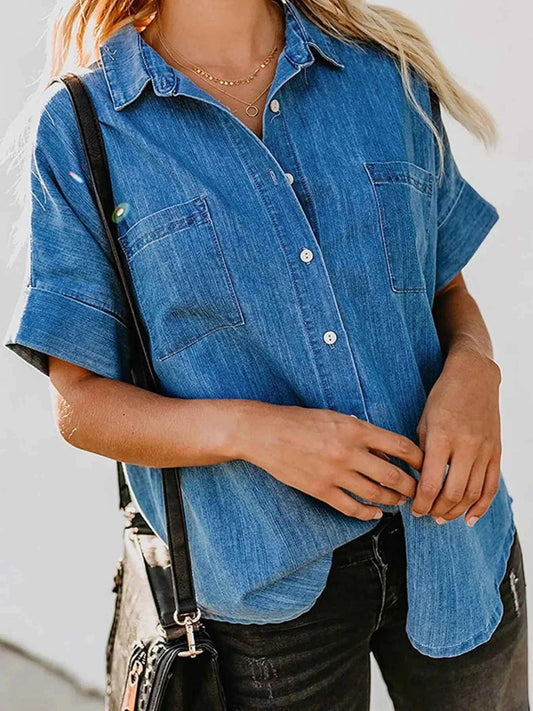 Casual Short Sleeve Denim Shirt