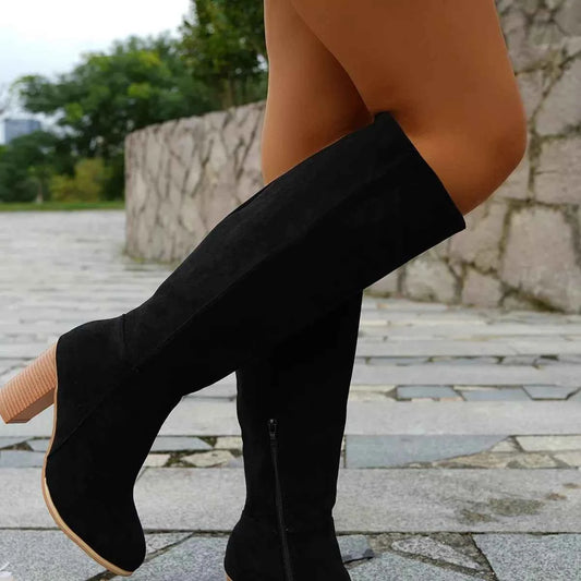 Point Toe Block Heels Boots
