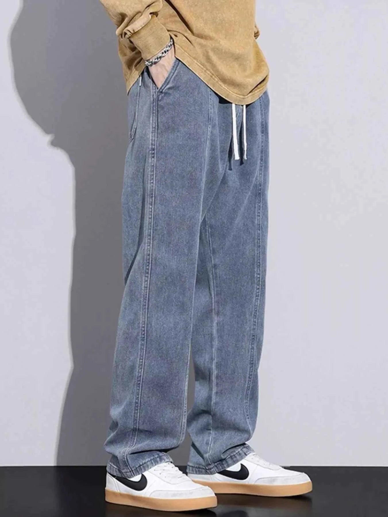Men's Plus Size Relaxed Fit Drawstring Jeans