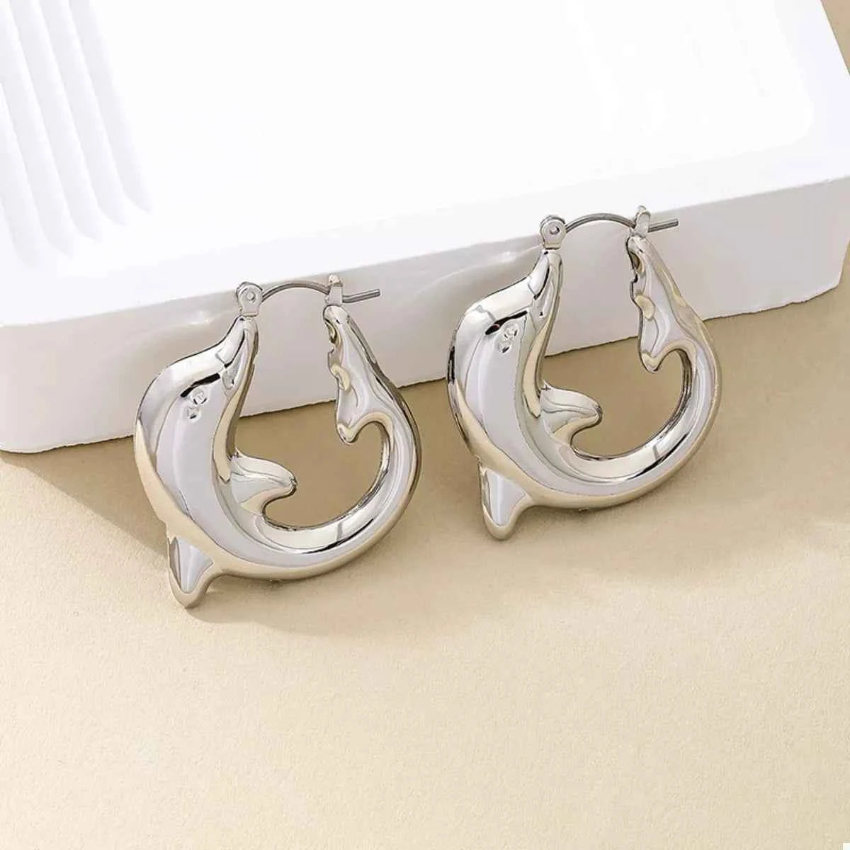 18K Gold-Plated Dolphin Hoop Earrings