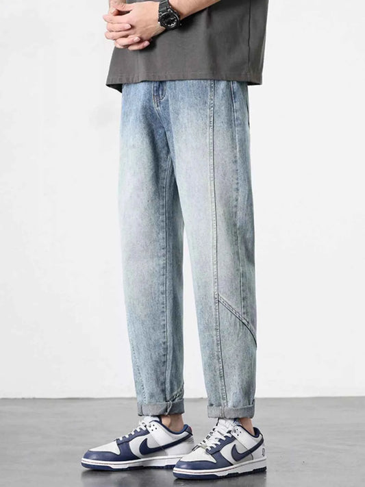 Men's Washed Wide Leg Jeans
