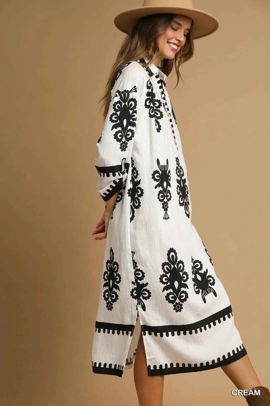 Umgee Abstract Print Midi Dress