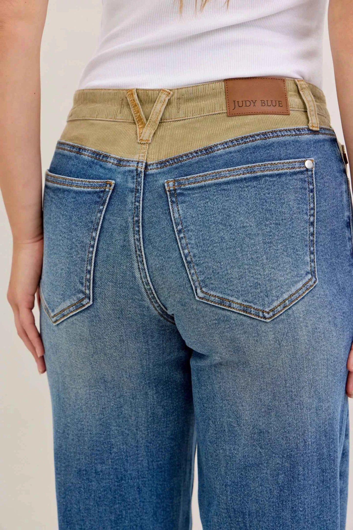 Judy Blue MR Column Straight Jeans with Corduroy Waist