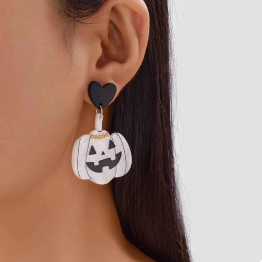 Halloween Pumpkin Heart Drop Earrings