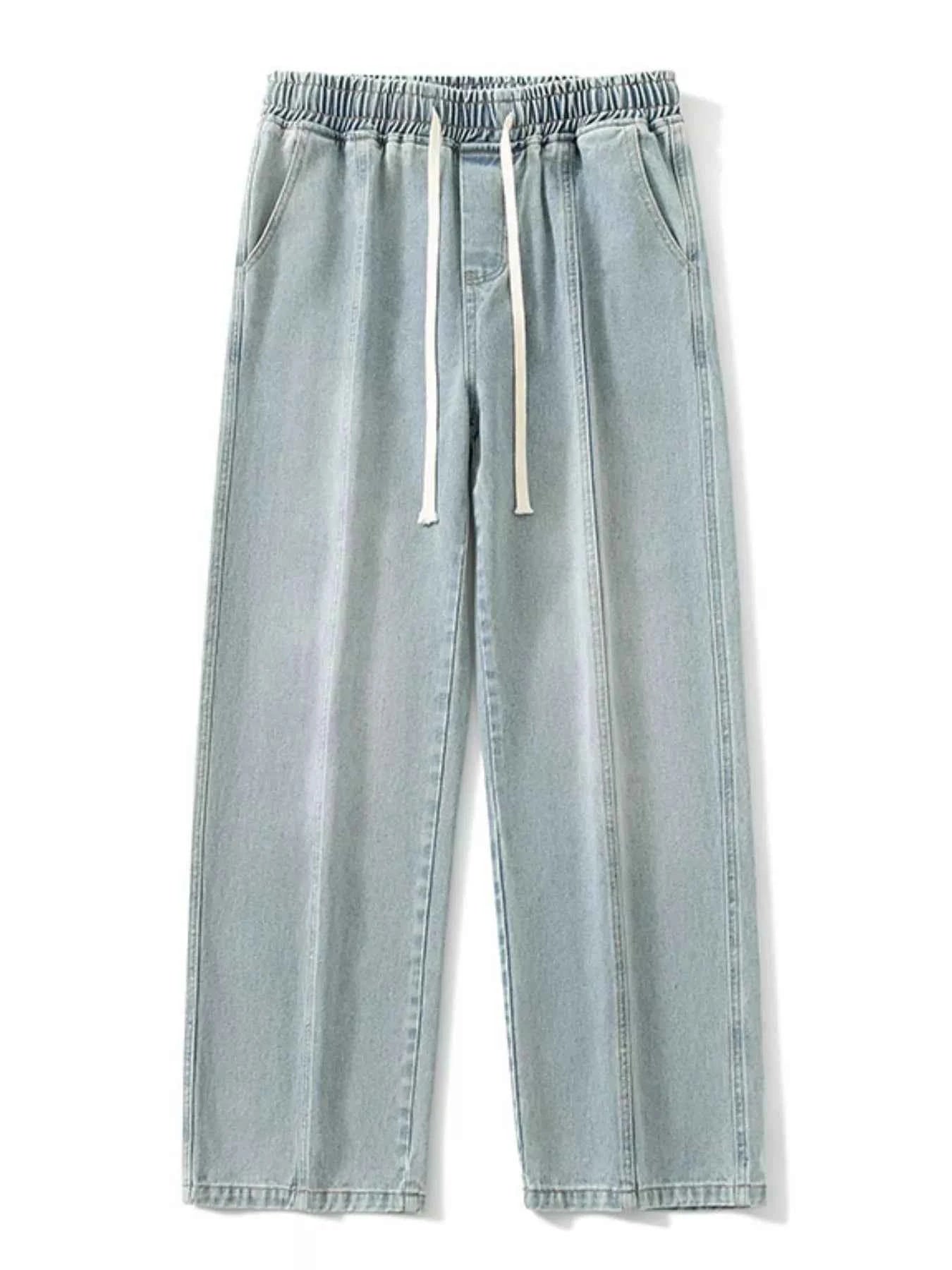Men's Full Size Relaxed Fit Wide Leg Drawstring Jeans Plus Size