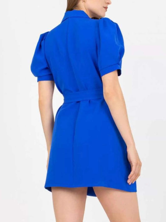 Blazer Style Tie Waist Mini Dress