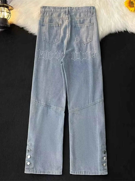 Men's Full Size Distressed Wide Leg Jeans Plus Size