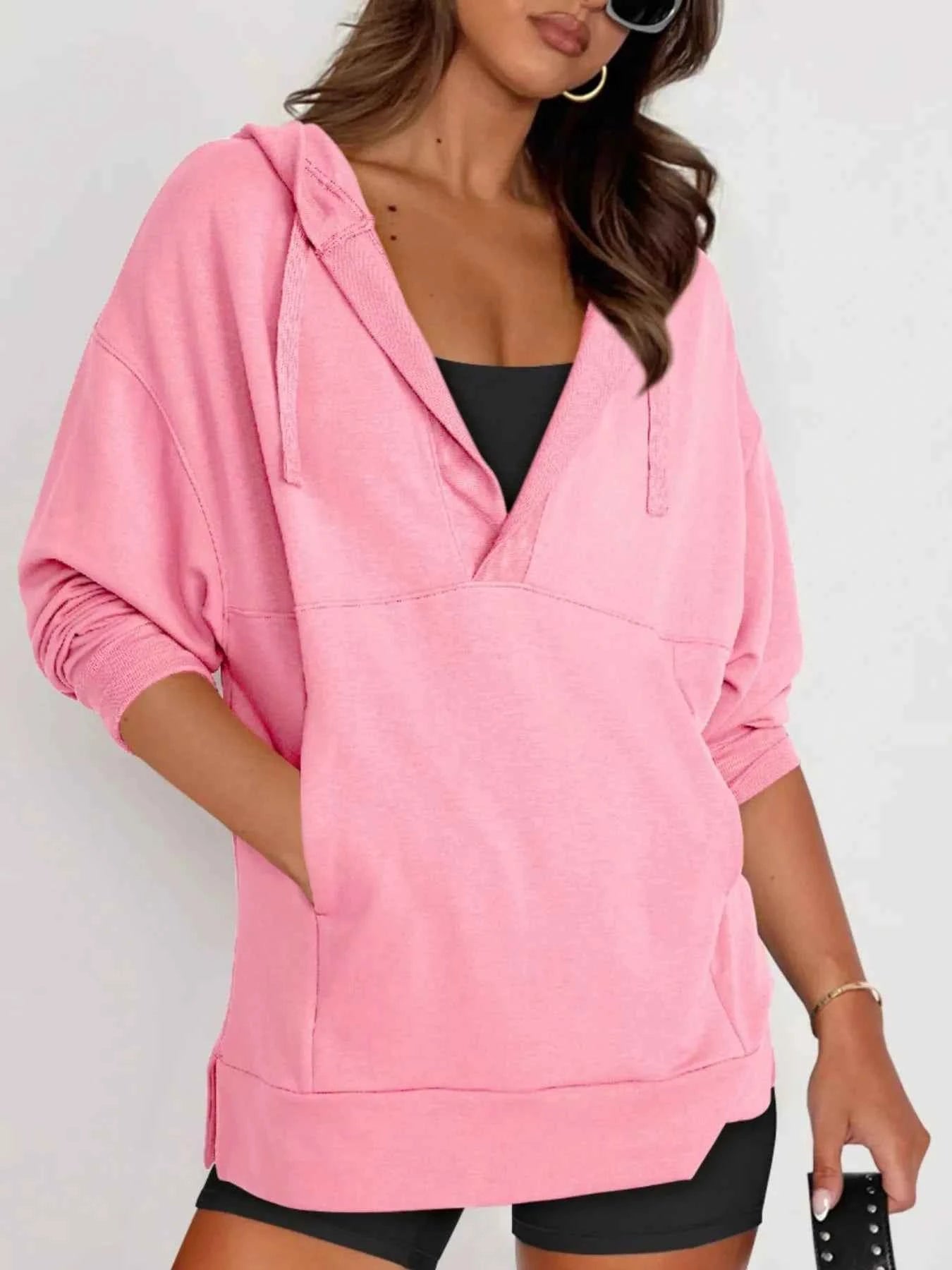 Drawstring Kangaroo Pocket Long Sleeve Hoodie