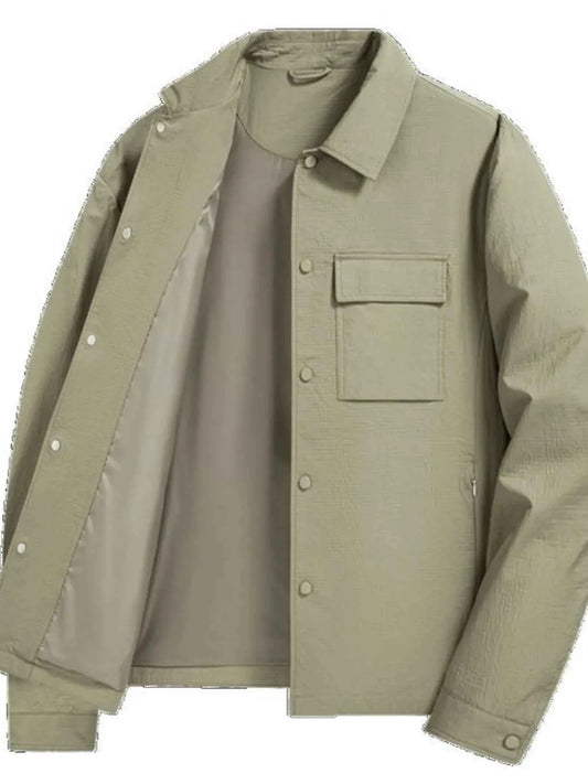 Men's Plus Size Snap Down Long Sleeve Jacket