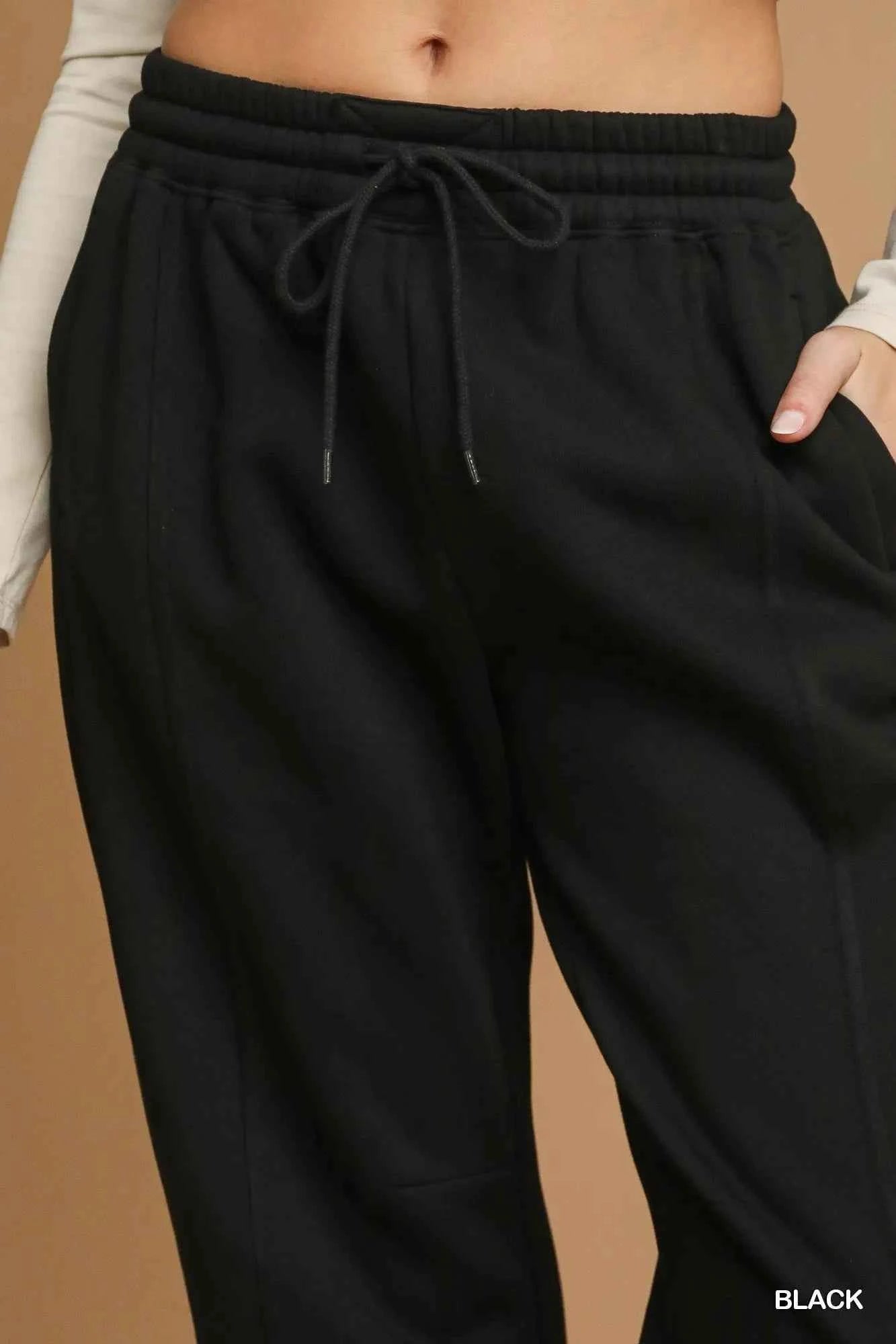 Umgee Fleece Jogger Pants with Drawstring